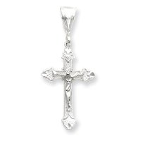 Sterling Silver Diamond-Cut Crucifix Pendant with 20 Inch Sterling Silver Chain