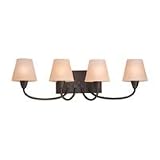 Sea Gull Lighting 44387-831 Stockholm Four-Light Vanity/Bath Fixture, Espresso Finish with Etched Seeded Cafe Tint Glass Shades