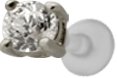 Brilliant .925 Sterling Silver Prong Set 4mm CZ Gem Labret Lip Ring / Tragus Earring