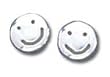 Smiley Face Solid Sterling Silver Small Post Earrings