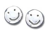 Smiley Face Solid Sterling Silver Small Post Earrings