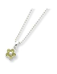 Sterling Silver Peridot Flower Pendant w/ 16" Chain