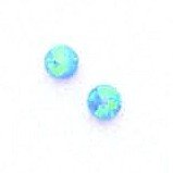 14k Yellow 4 mm Round Light Blue Opal Earrings - JewelryWeb