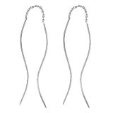 Review   / Sterling Silver Long Triple Curved Bar Ear Thread Earring