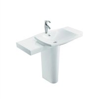 Kohler K-18691-1-47 Escale pedestal lavatory with single-hole faucet drilling, Almond