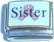 Clearly Charming Sister Pink Ribbon Breast Cancer Awareness Italian Charm