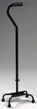 Quad Cane-bariatric. Black small base. Offset handle for greater stability. This quad cane has 500 pounds capacity. Push button height adjustmen in 1 increments.