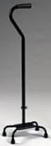 Bariatric - Quad Cane Black small base. Offset handle for greater stability. This quad cane has 500 pounds capacity. Push button height adjustmen in 1" increments.
