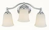 Murray Feiss Three-Light Claridge Collection Vanity Strip, Chrome with White Opal Acid Etch Glass Shades # VS10503-CH