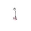 Stainless Steel Piercing Belly Ring with Light Purple CZ Sold as a Pair