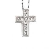 14k White Gold & Princess-Cut Diamond Cross Pendant (0.28ctw)