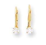 14k Leverback 3mm CZ Childrens Earrings