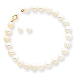 14k Childs Cultured Pearl Set - Bracelet and Post Earrings