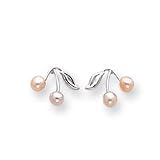 Sardelli - 14k White Gold Pink Cultured Pearl with Leaf Earrings