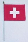 Switzerland Flag Rayon On Staff 4 in. x 6 in.