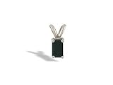 14K White Gold Genuine Emerald-cut Black Onyx Pendant