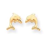 14k Gold Satin Dolphin Earrings