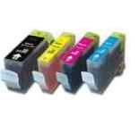 SET OF FOUR COMPATIBLE CANON CHIPPED INKJET CARTRIDGES CANON CLI-8 BLACK, CLI-8 CYAN, CLI-8 MAGENTA, CLI-8 YELLOW