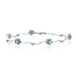 0.05 Ct Diamond and 0.80 Ct Aquamarine Bracelet in 14K White Gold by Mysolitaire