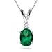 0.02 Cts Diamond & 0.34 Cts Emerald Pendant in 18K White Gold