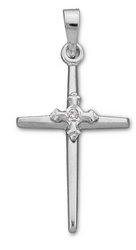 14K White Gold Diamond Accent Cross Pendant