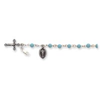 Sterling Silver / Turquoise Rosary Bracelet - 7 Inch