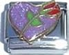 Low price Clearly Charming Purple Heart with Red Rose Italian Charm Bracelet Link
