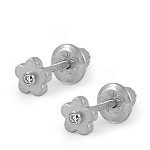 Cheap Girls Jewelry Baby Jewelry - Silver Diamond Flower Screw Back Earrings For Girls For Sale