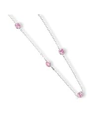 Sterling Silver Pink CZ Extension Necklace QG2091-16"