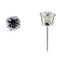 Sterling Silver 5 mm (0.50 Carat Size each) Brilliant Cut Cubic Zirconia Stud Earrings