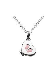 12-14 Inches Silver Heart Pink Enamel Butterfly Girls Locket Necklace