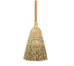 35 lb Warehouse Corn Broom, 1-1/8 in dia., Stained/Lacquered Handle, Corn Fibers