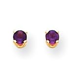 14k 3mm Amethyst Childrens Earrings