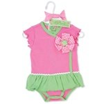 Little Sprout Ribbon Onesie with Ruffle Skirt by Mud Pie