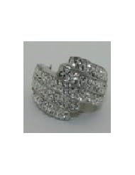 STERLING SILVER WHITE CRYSTAL BYPASS RING SIZE 8