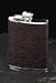 Kitchen & Housewares : Executive Brown Genuine Leather with Etched Design Stainless Steel 6oz Flask with Funnel