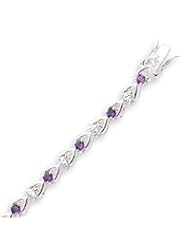 Sterling Silver Amethyst & CZ Bracelet - 7 Inch