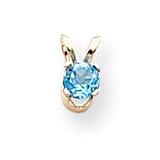14k 4mm Round Blue Topaz Birthstone Pendant XBE215