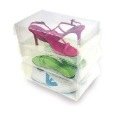 3 Pack Transparent Plastic Shoe Storage Clear Boxes Container for Shoes Closet Organizer