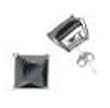 Sterling Silver Stud Earrings with Black Square CZ - Stamping Set, Size: 3mm