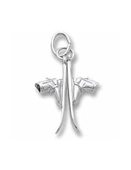 Rembrandt Charms, Skis Charm in Solid Sterling Silver or Gold