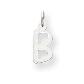 14k White Gold Small Slanted Block Initial B Letter Charm - JewelryWeb: Jewelry