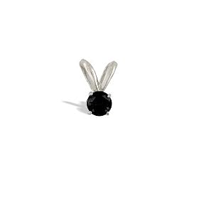 14K White Gold Genuine Round Black Onyx Pendant by Black Onyx Pendant