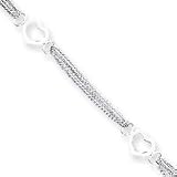 Sterling Silver Polished Heart Anklet - 10 Inch