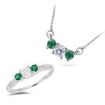 0.72 Cts Diamond & 0.46 Cts Emerald Set in 18K White Gold