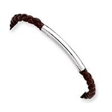 Sterling Silver Braided Brown Leather Bracelet - 7 inch