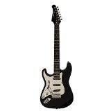 Sawtooth ST-ES-LH-BKC Left Handed ST Style Electric Guitar, Black with Chrome Pickguard