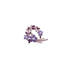 ZALES Rhodolite and Amethyst Gemstone Brooch in Sterling Silver multi by