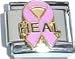 Clearly Charming Pink Ribbon with Heal Breast Cancer Awareness Italian Charm