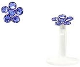 Sapphire Flower Sterling Silver BioFlex Lip Ring / Labret Stud-16g 5/16